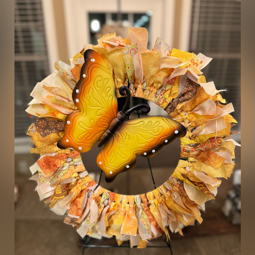 Hand Crafted Yellow and Orange Butterfly Wall Decor